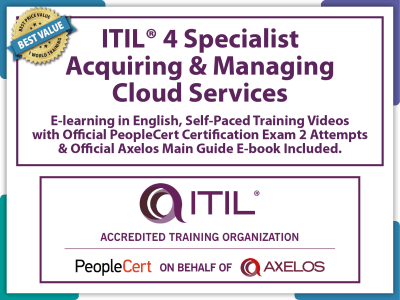 PeopleCert ITIL® 4 Specialist: Acquiring & Managing Cloud Services (AMCS) - eLearning and PeopleCert Exam Bundled Offer.