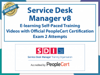 PeopleCert SDI - Service Desk Manager v8 (SDM)- eLearning and PeopleCert Exam Bundled Offer.