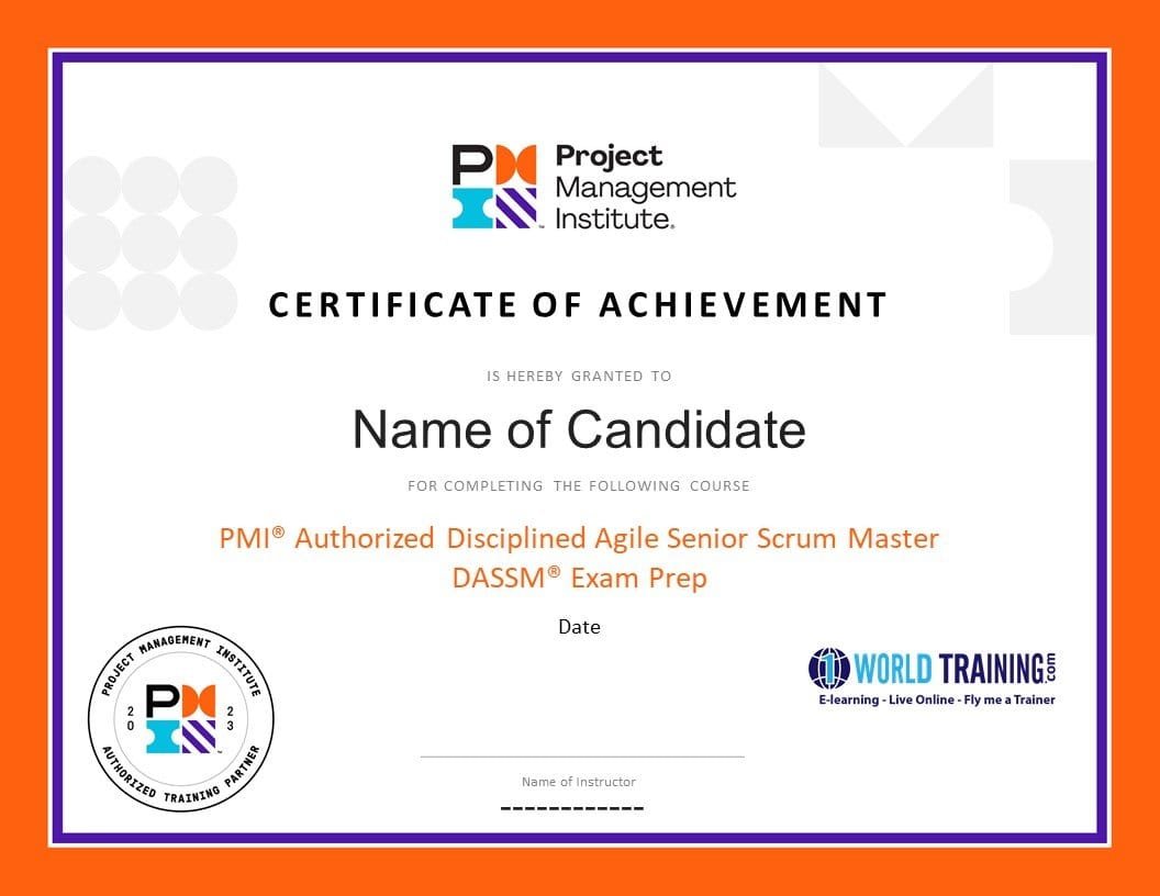 Disciplined Agile Senior Scrum Master (DASSM)® Certification & Training 6 PMI_DASSM_Certificate_2023_English