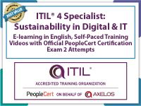 PeopleCert ITIL® 4 Specialist: Sustainability in Digital & IT (SDIT) E-Learning in English, Self-Paced Training Videos with Official PeopleCert Certification Exam 2 Attempts & Official Axelos Main Guide E-book Included. code:ITIL4SDIT-E-2